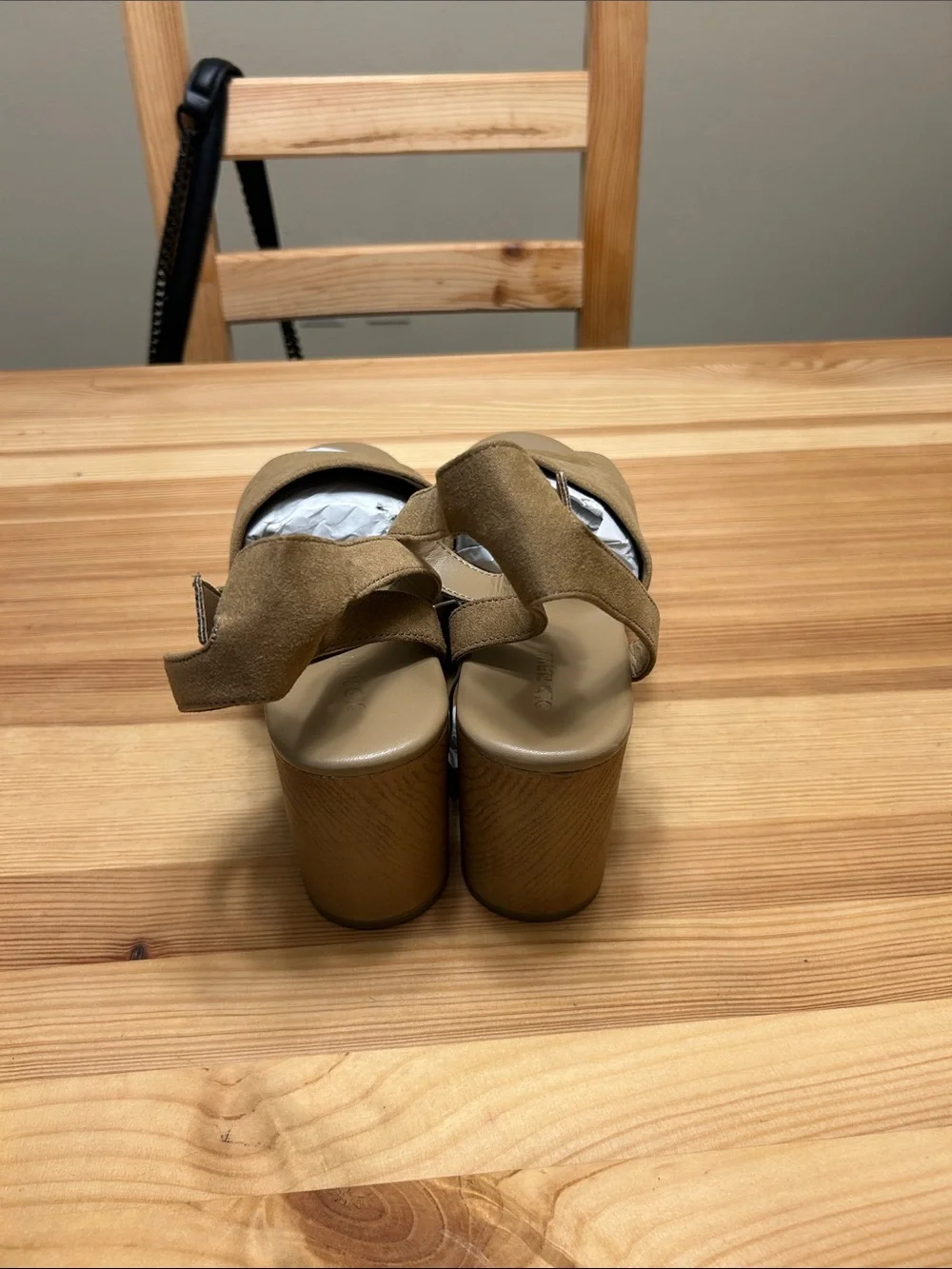Never worn tag still on!!Women's Suede Ankle-Strap wedges in Tan